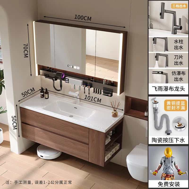 Modern Drawers Bathroom Cabinet Organizer Storage Perfume Mirror Luxury Paper Cupboard Toilet Cupboard Gabinete Home Furniture