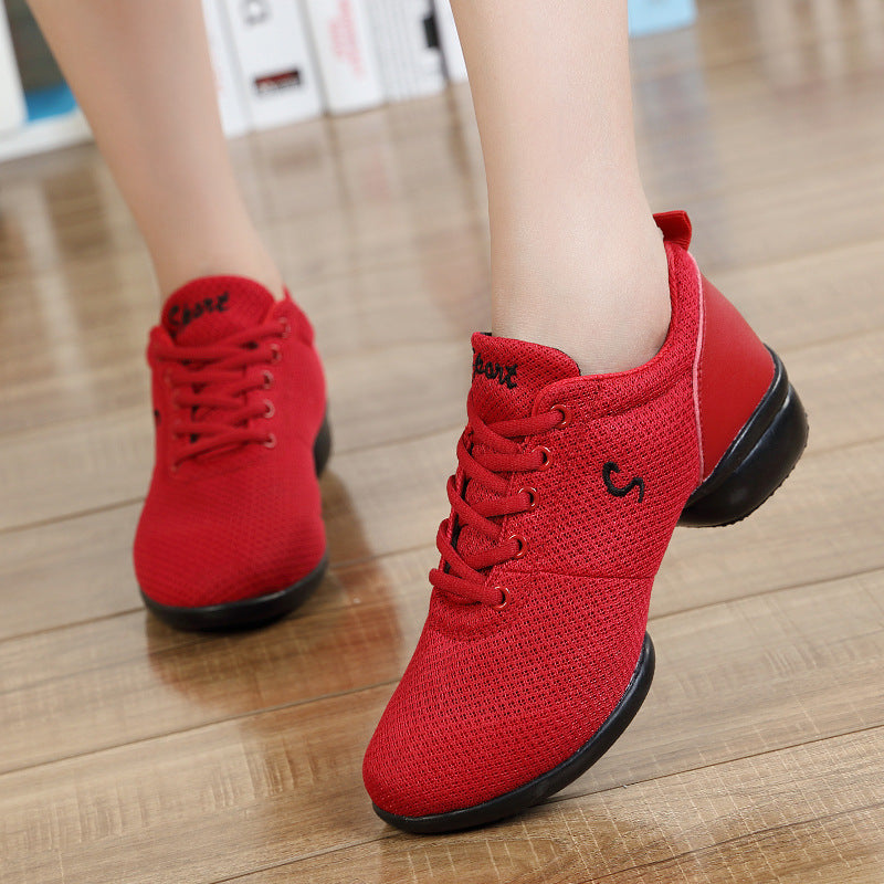 Women's shoes, mesh running shoes, casual single shoes, air-cushioned shoes, black soft-soled women's dancing trendy shoes