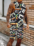 Men's V-Neck Tank Top and Shorts Set Lightweight Polyester Homewear Vacation Outfit Standard Fit