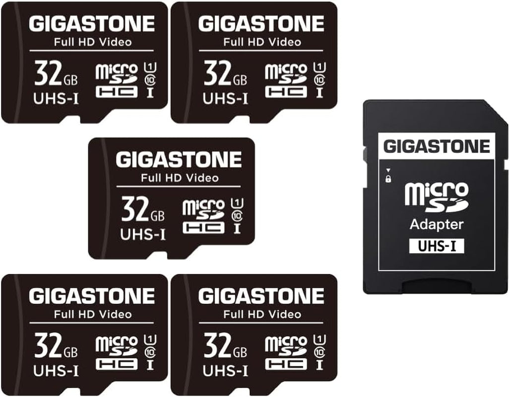 32GB Micro SD Card 5-Pack, Full HD Video, Surveillance Security Cam Action Camera Drone, 90Mb/S Micro SDHC UHS-I U1 C10 Class 10