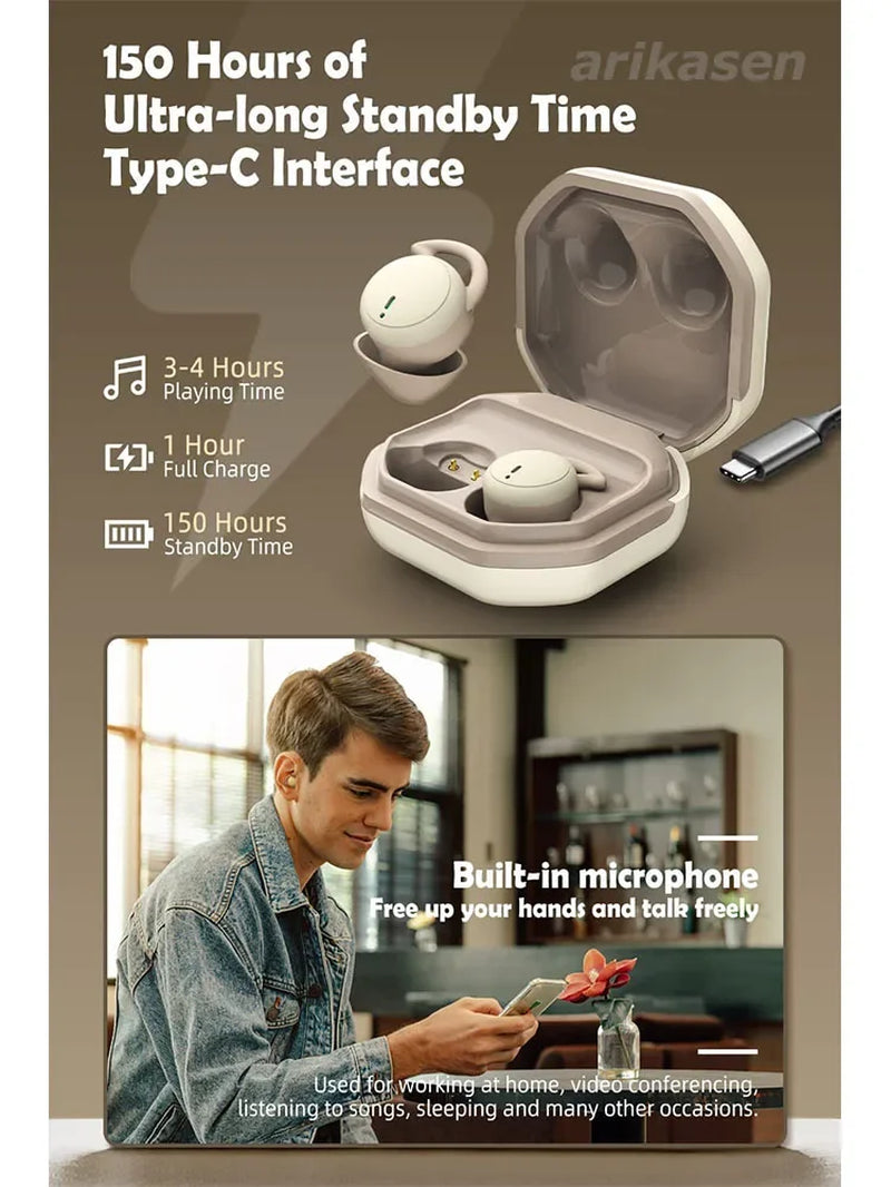 Sleep Earbuds Invisible Small Bluetooth Earbuds Mini Wireless Earbuds Comfortable Noise Blocking for Side Sleeping Home Work