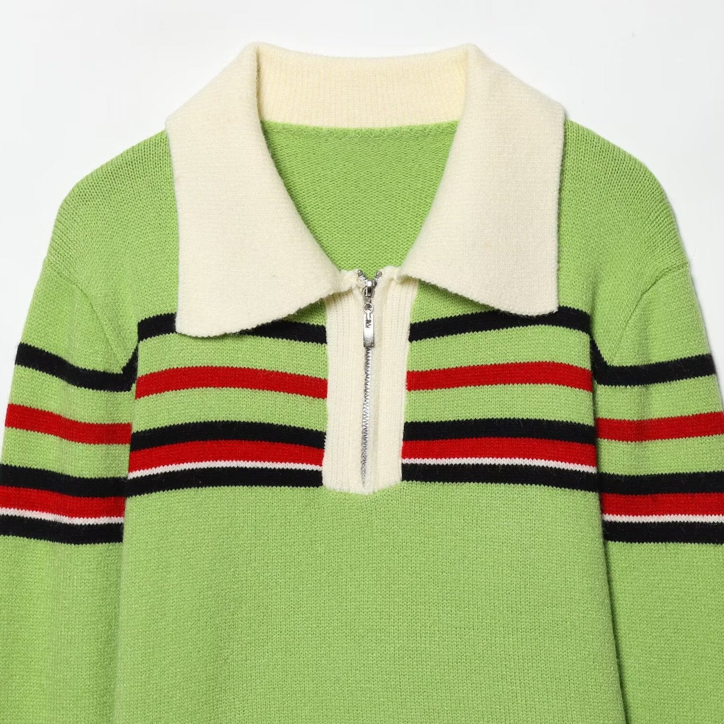 Casual POLO Zipper Collar Knitted Shirt