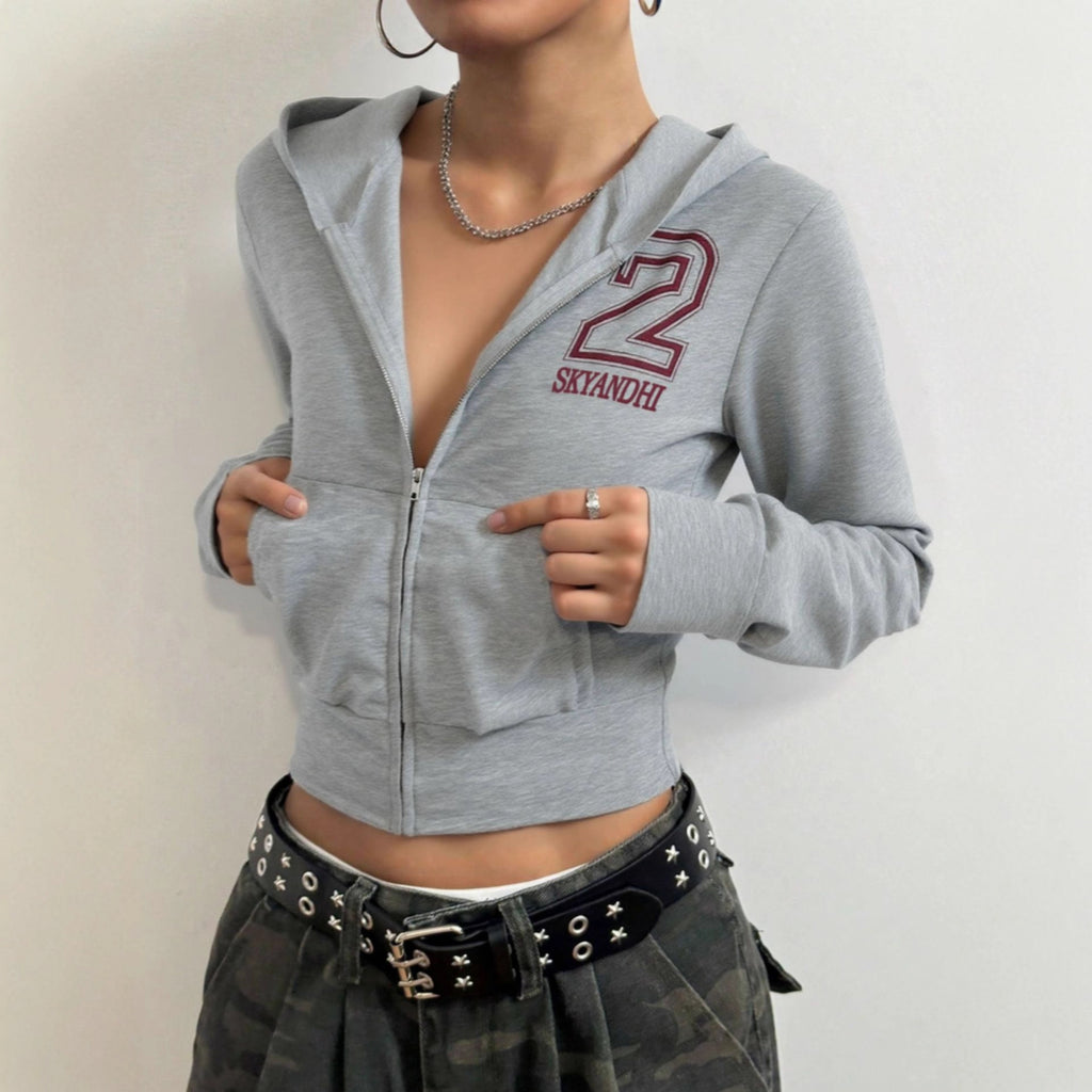 Long sleeved hooded cardigan with zipper women's hoodie