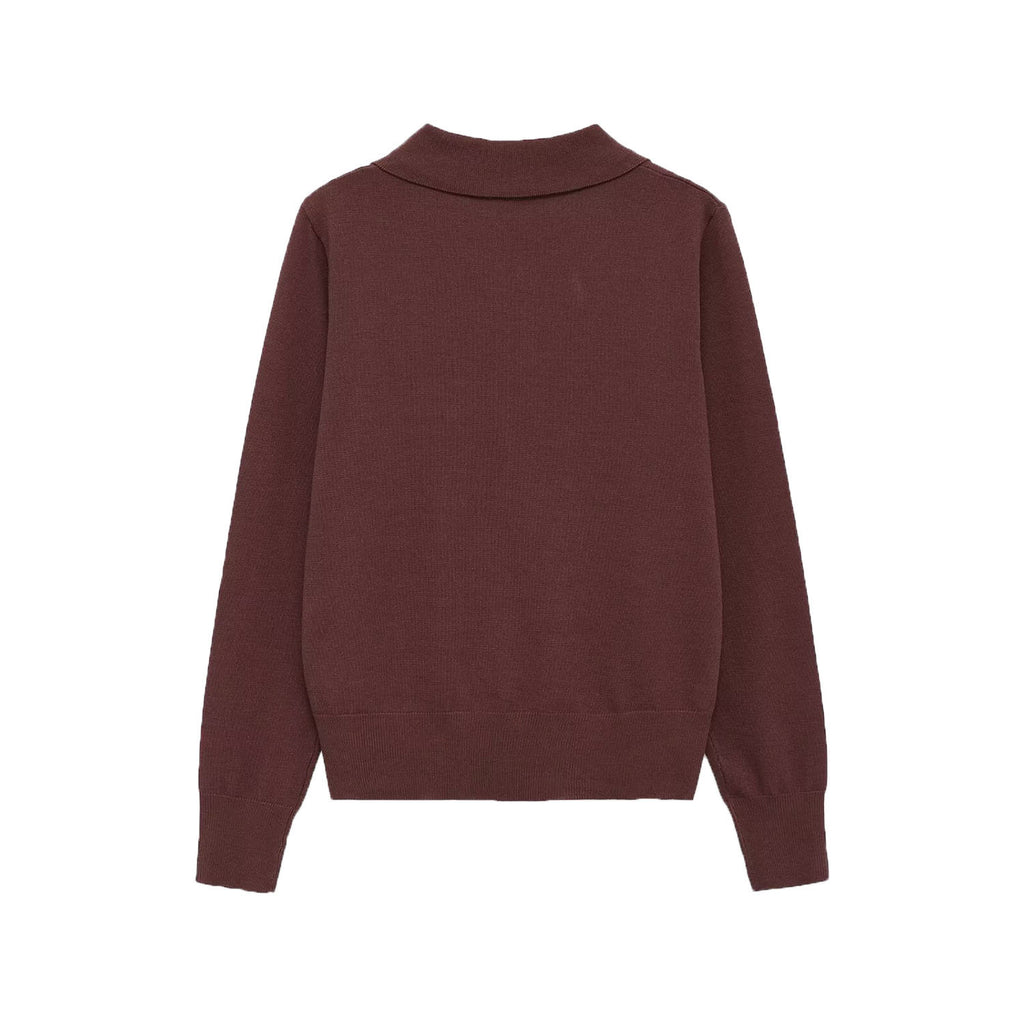 Long sleeved wool blend knitted sweater