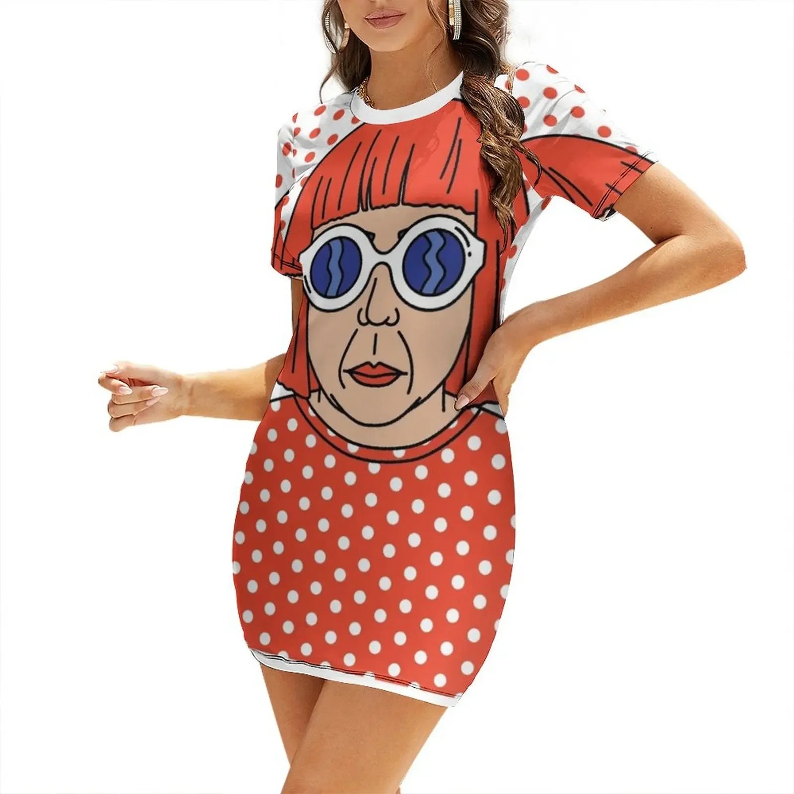 Kusama Eyeglass Short-Sleeved Dress dresses summer woman 2026 dresses for womens Aesthetic clothing Summer dresses for women