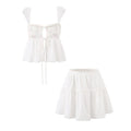 Pure Desire Style Printed Splicing Small Top+Cotton Half Skirt Set