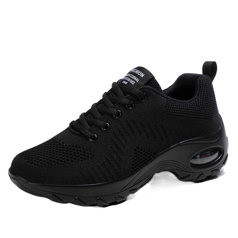 Women's shoes, mesh running shoes, casual single shoes, air-cushioned shoes, black soft-soled women's dancing trendy shoes
