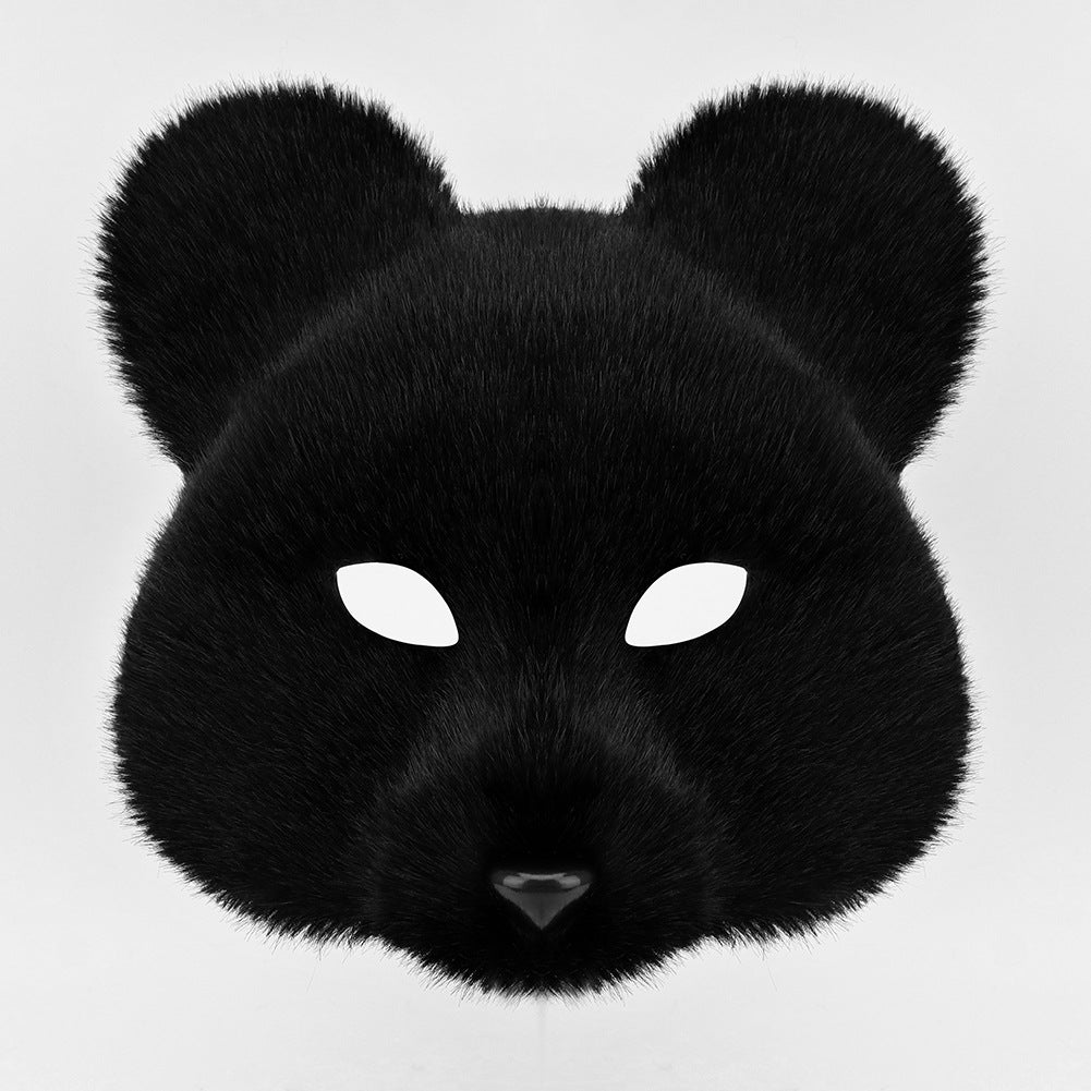 Halloween Fuzzy Costume Set with Realistic Bear Mask and Handmade Bear Paw Gloves for Cosplay and Convention Props
