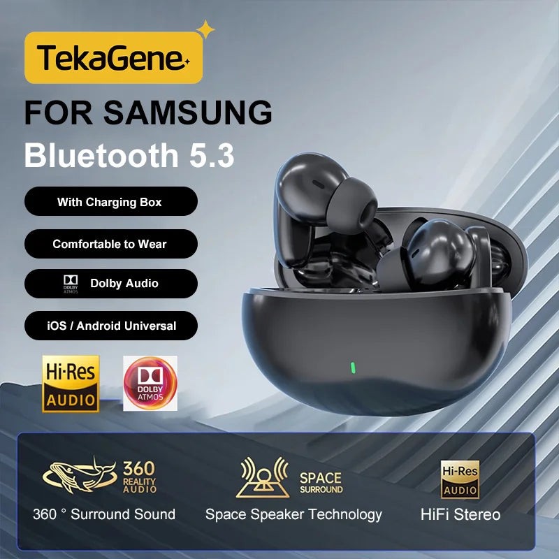 Bluetooth 5.3 Wireless Earbuds with Charging Case Dolby Sound with Mic Bluetooth Headphones for Samsung Galaxy S24 S23 S22 Ultra