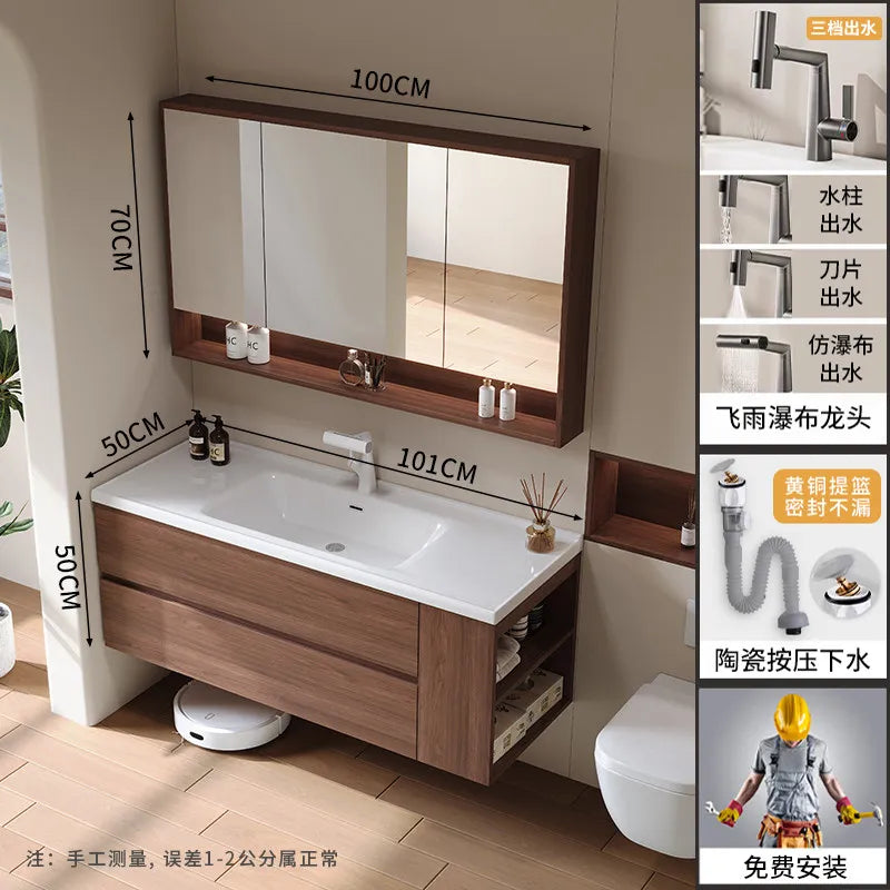 Modern Drawers Bathroom Cabinet Organizer Storage Perfume Mirror Luxury Paper Cupboard Toilet Cupboard Gabinete Home Furniture