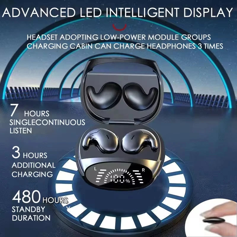 Sleep Invisible Earbuds Waterproof Hidden Noise Cancel Earbuds with Microphone Stereo Bluetooth 5.3 Earbuds for Sleep at Night