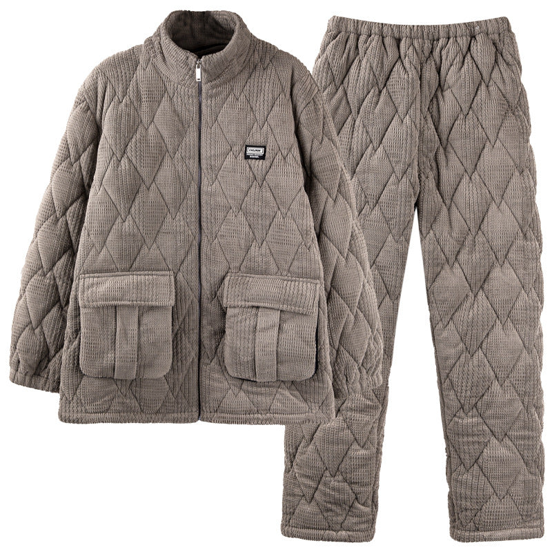 Thick outer collar home clothes, pajamas for men