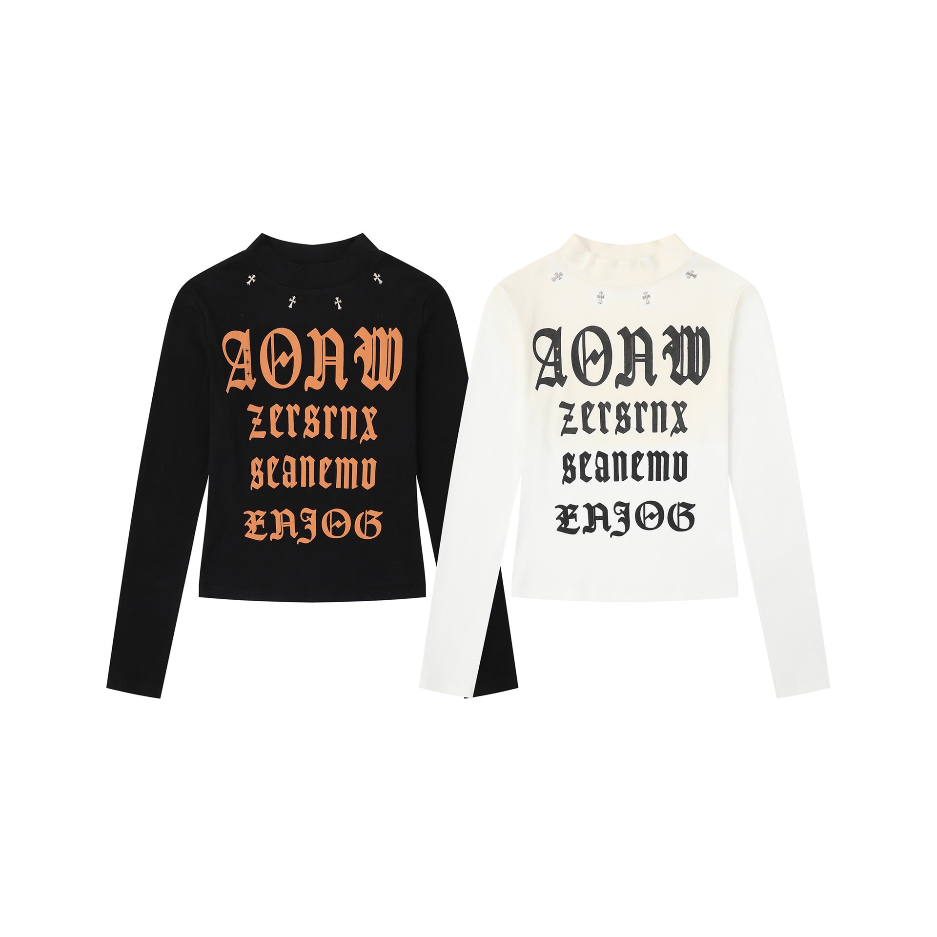 Individual High Street Stud Spliced Gothic Letter Top, Semi-High Neck Slim Fit Sexy Short Crop Top