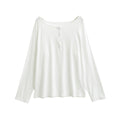 Henley Neck Sun Protection Long Sleeve T-Shirt for Women Casual Versatile