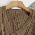 V-Neck Cable Knit Sweater for Women