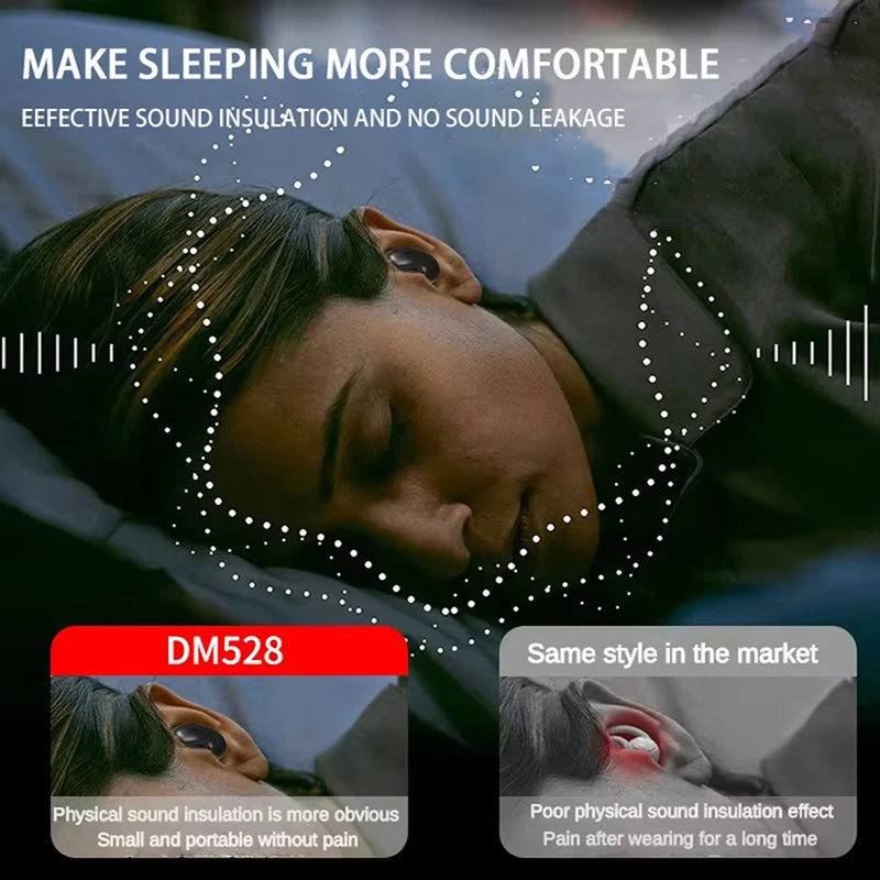 Sleep Invisible Earbuds Waterproof Hidden Noise Cancel Earbuds with Microphone Stereo Bluetooth 5.3 Earbuds for Sleep at Night