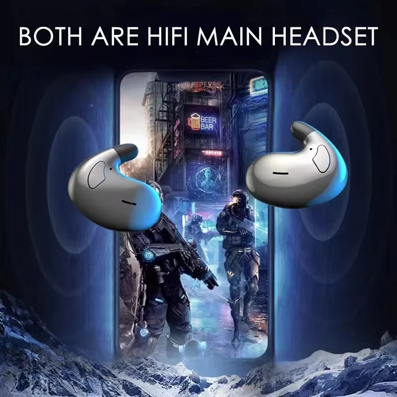 Sleep Invisible Earbuds Waterproof Hidden Noise Cancel Earbuds with Microphone Stereo Bluetooth 5.3 Earbuds for Sleep at Night