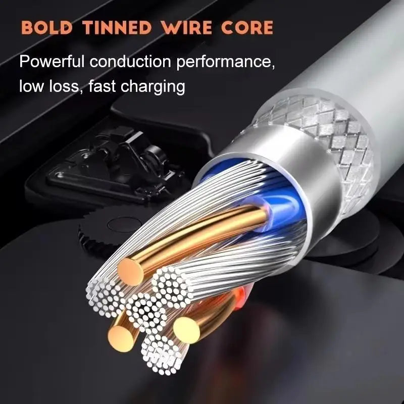 Cable de datos de carga súper rápida tipo C de 3 piezas de 6 A y 100 W para Samsung Huawei Xiaomi Redmi Cables USB C de carga rápida