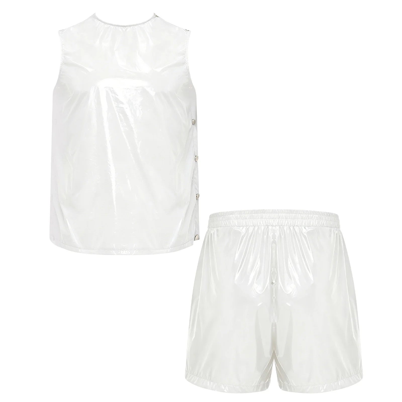 Mens Waterproof Sweat Tracksuit Tank Tops And Sides Buttons Boxer Shorts Two Pieces Outfit Special Needs Adaptive Clothing