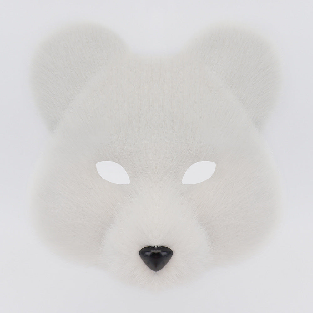 Halloween Fuzzy Costume Set with Realistic Bear Mask and Handmade Bear Paw Gloves for Cosplay and Convention Props