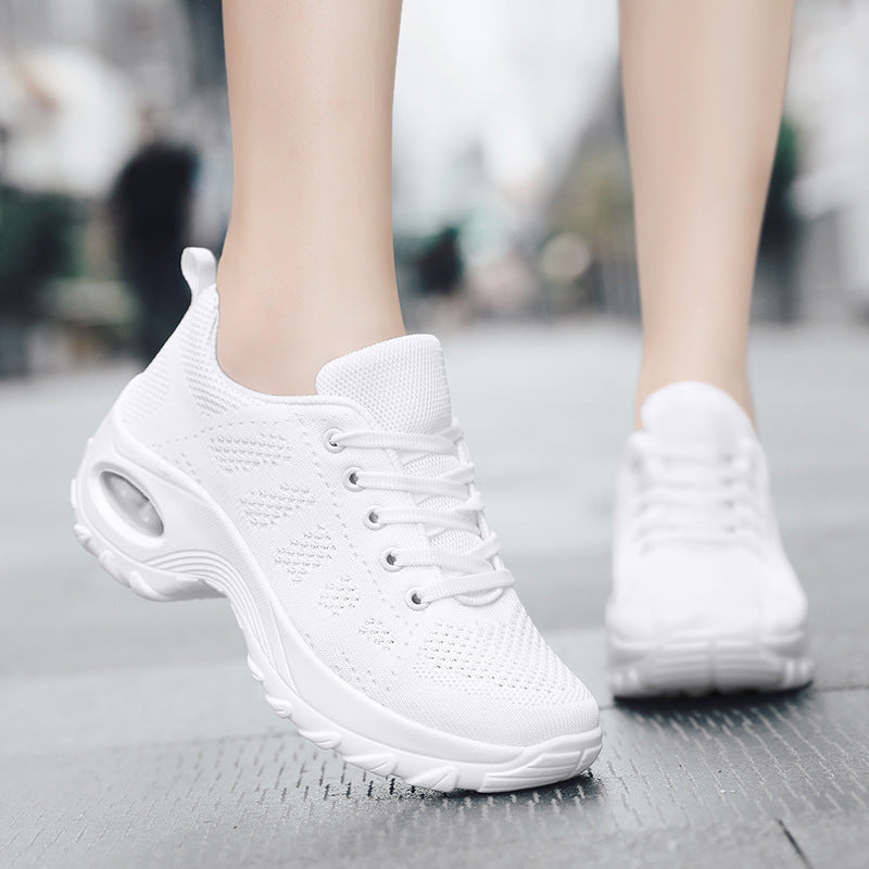 Women's shoes, mesh running shoes, casual single shoes, air-cushioned shoes, black soft-soled women's dancing trendy shoes