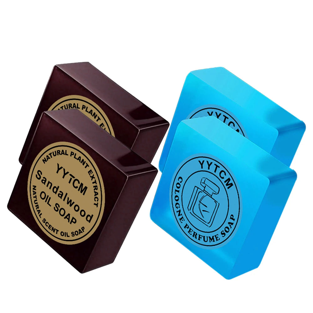 Jabón de Colonia para Hombres, Jabón de Perfume de Colonia, Jabón de Sándalo, Jabón de Baño Limpiador Facial Corporal, Jabón Artesanal con Aceites Esenciales 70g