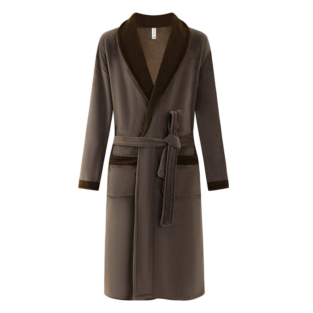Winter Sleeping Robe for Men, Thickened and Warm, Medium to Long Robe for Men