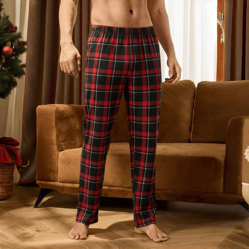 Casual Plaid Flannel Lightweight Sleep Pants with Pockets, Oversized Loose Fit Long Pants for Men