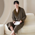Winter Sleeping Robe for Men, Thickened and Warm, Medium to Long Robe for Men