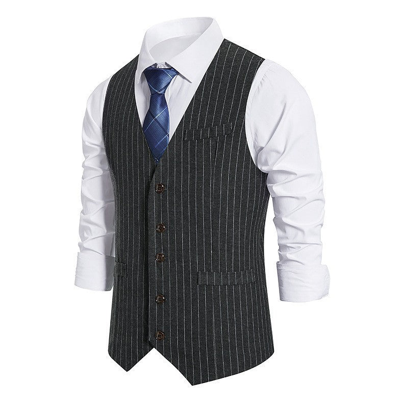 Gatsby Style Stripe Single Breasted Vest for Men Casual Suit Vest Plus Size