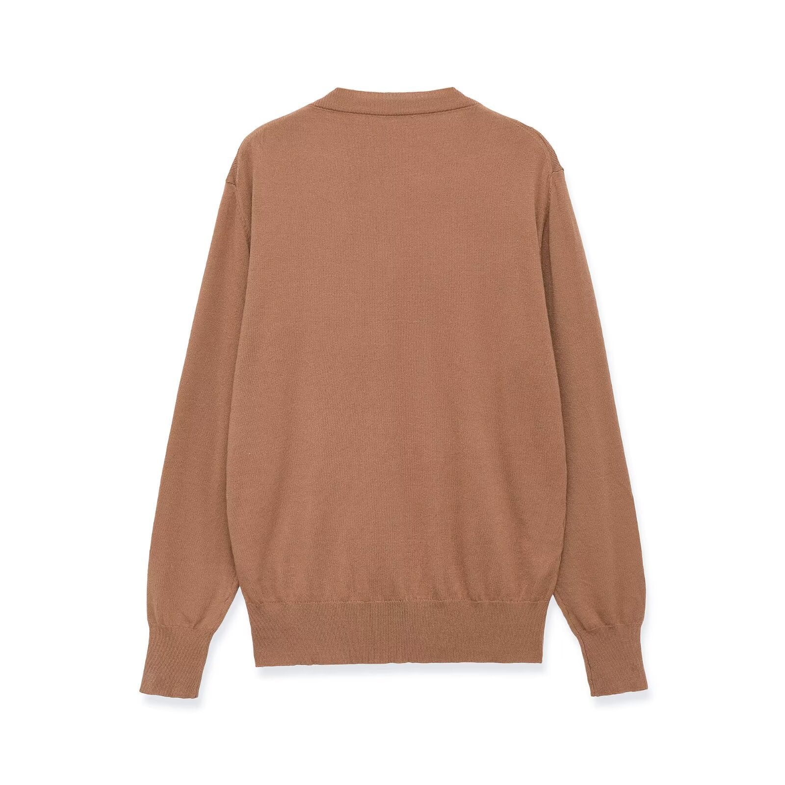 Long sleeved round neck patchwork knit sweater