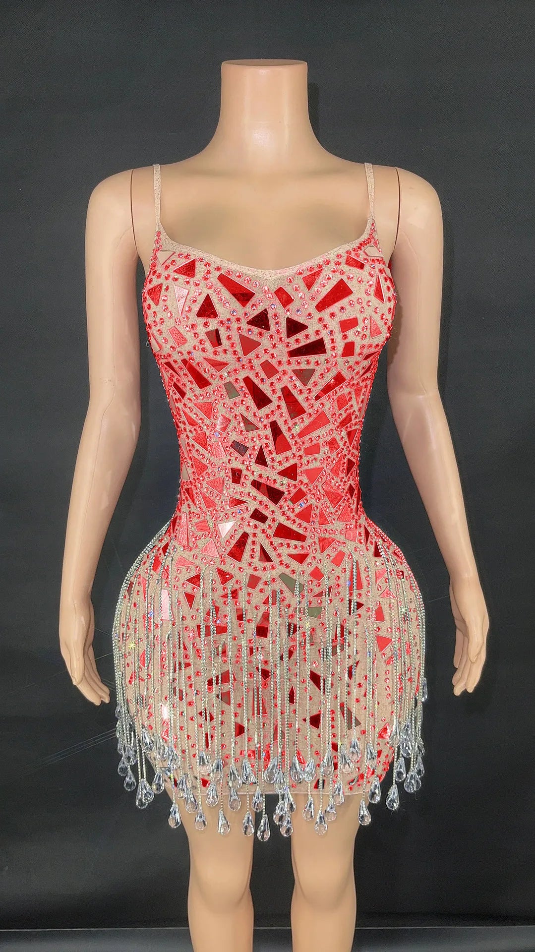 Waterdrop suspender eyeglass chain dress for club event, night club stage performance attire