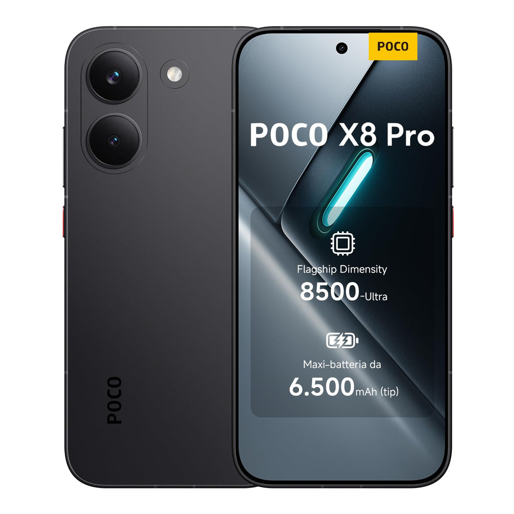 POCO X8 Pro, Smartphone 8+512GB, Nero, Dimensity 8500-Ultra | Batteria 6500mAh (typ), Display AMOLED ultra luminoso, Fotocamera 50MP con OIS, Garanzia 2 anni+1 anno extra