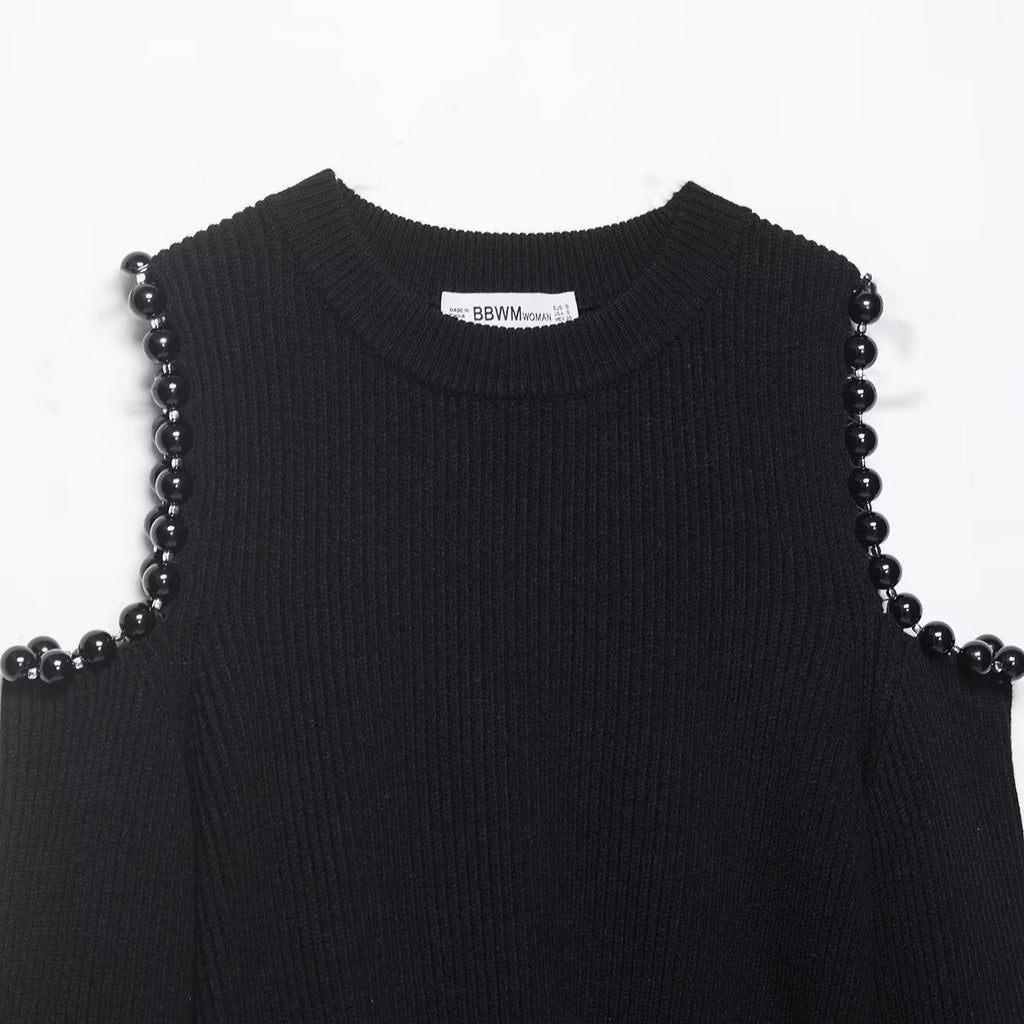 Hollow ball decoration knitted sweater
