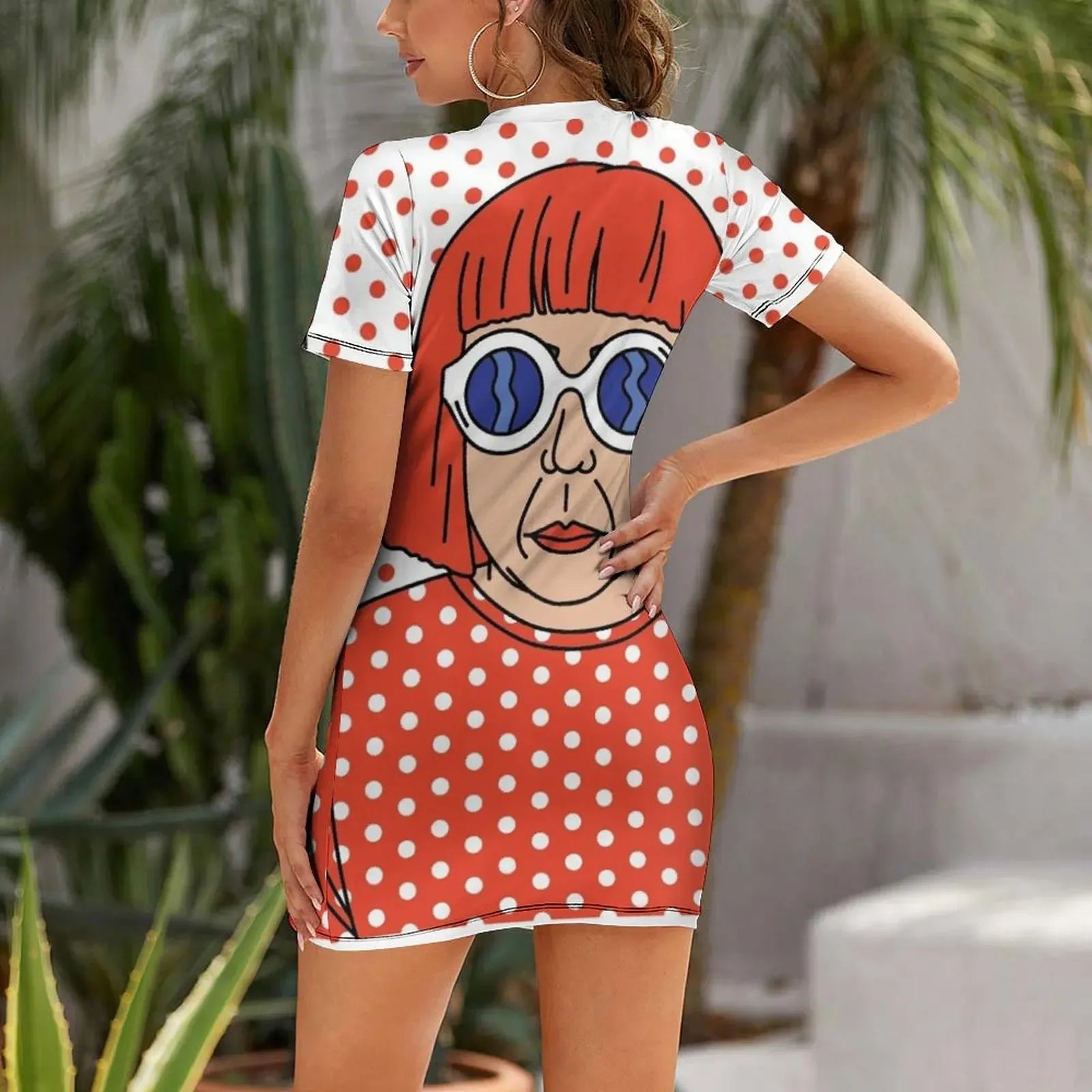 Kusama Eyeglass Short-Sleeved Dress dresses summer woman 2026 dresses for womens Aesthetic clothing Summer dresses for women