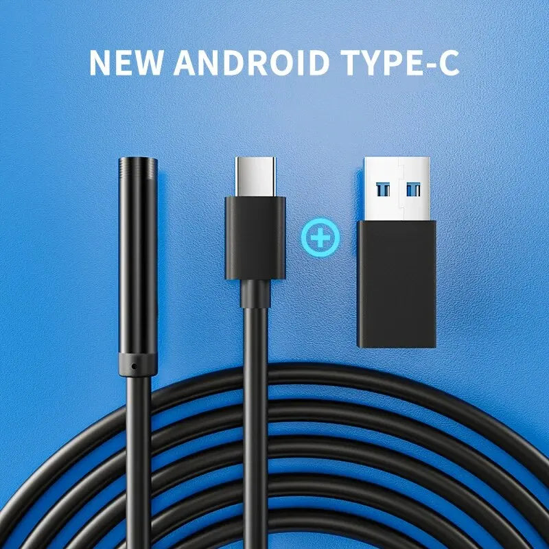 Cámara endoscópica TIPO-C de 7.0MM, impermeable IP67, 6 LED ajustables, USB, Android, cámaras de boroscopio de inspección flexible para teléfono/PC