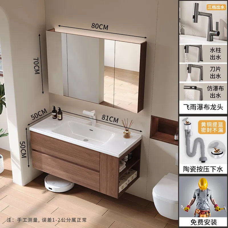 Modern Drawers Bathroom Cabinet Organizer Storage Perfume Mirror Luxury Paper Cupboard Toilet Cupboard Gabinete Home Furniture
