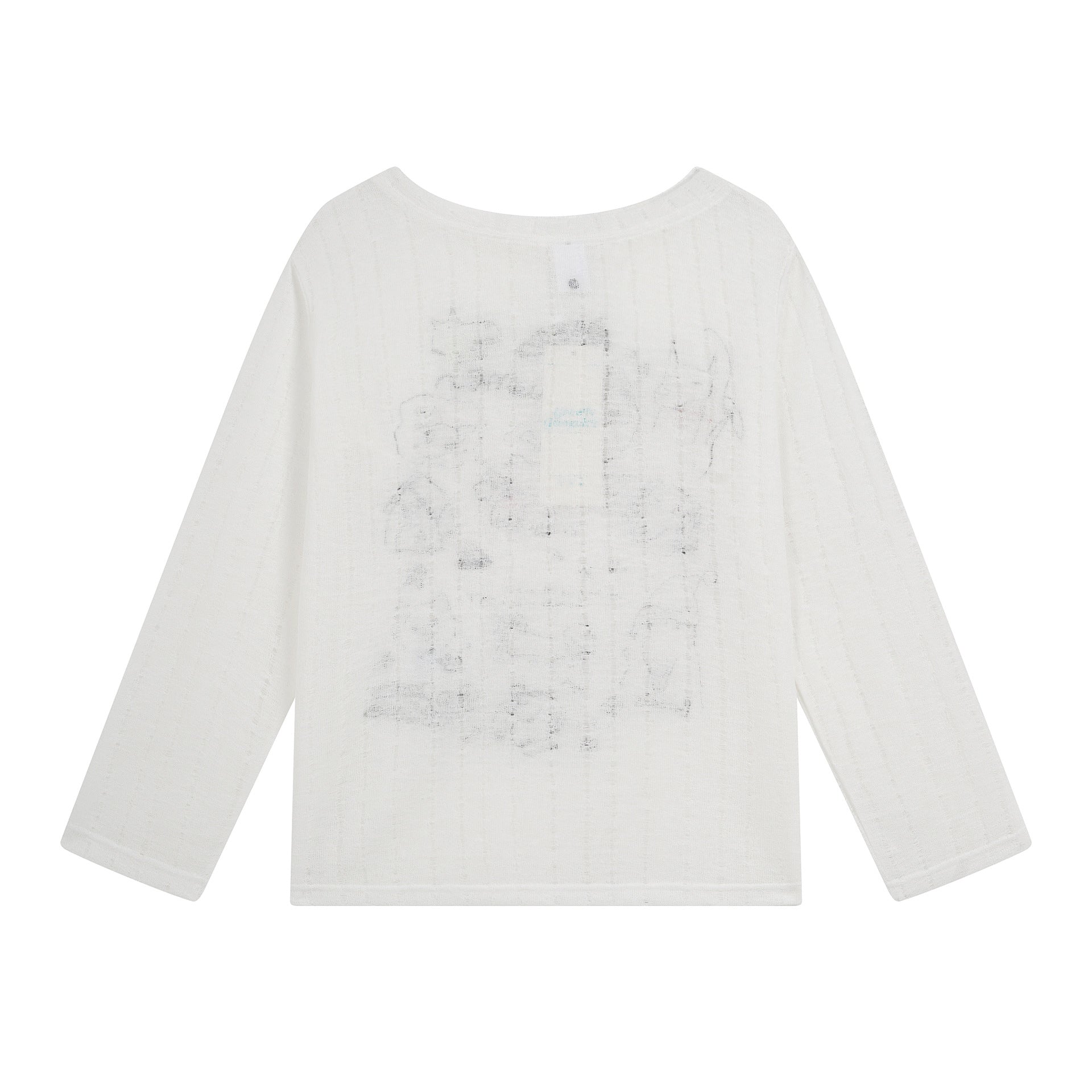 Hand-Painted Dog Print Top, Textured Ribbed Fabric, Soft Style Long Sleeve