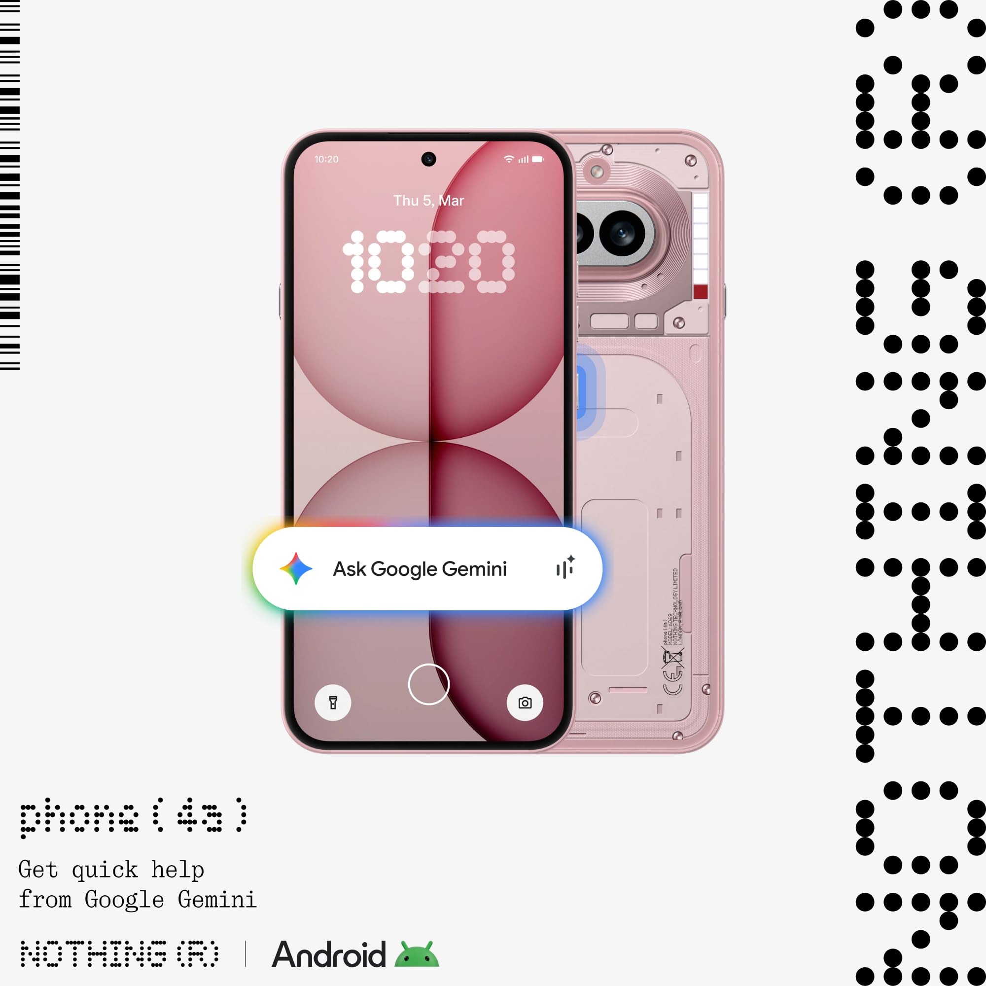 Nothing Phone (4a) - Tripla Fotocamera 50MP, Ultra Zoom 70x, Smartphone Trasparente, Batteria Lunga Durata, Ricarica Rapida 50W, AMOLED 120Hz, Glyph Bar, 12GB+256GB - Nero