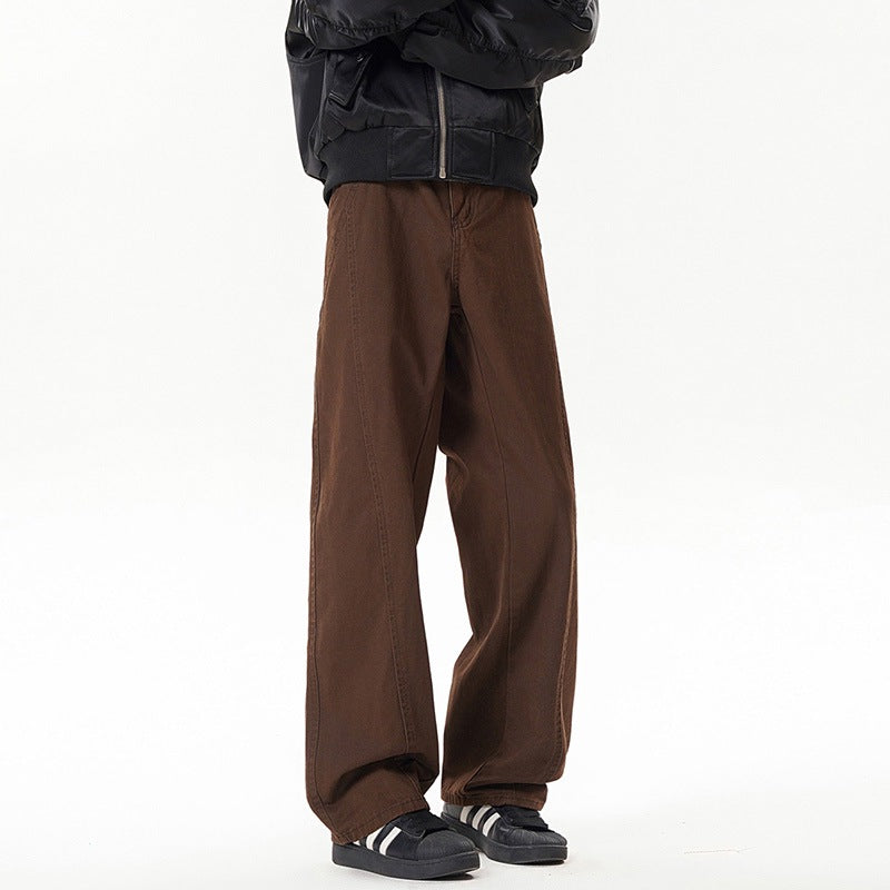 Vintage Asymmetric Flared Denim Pants for Men