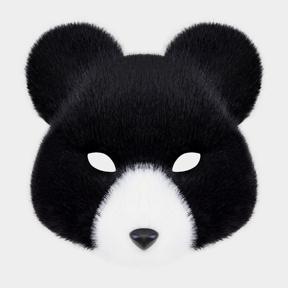 Halloween Fuzzy Costume Set with Realistic Bear Mask and Handmade Bear Paw Gloves for Cosplay and Convention Props