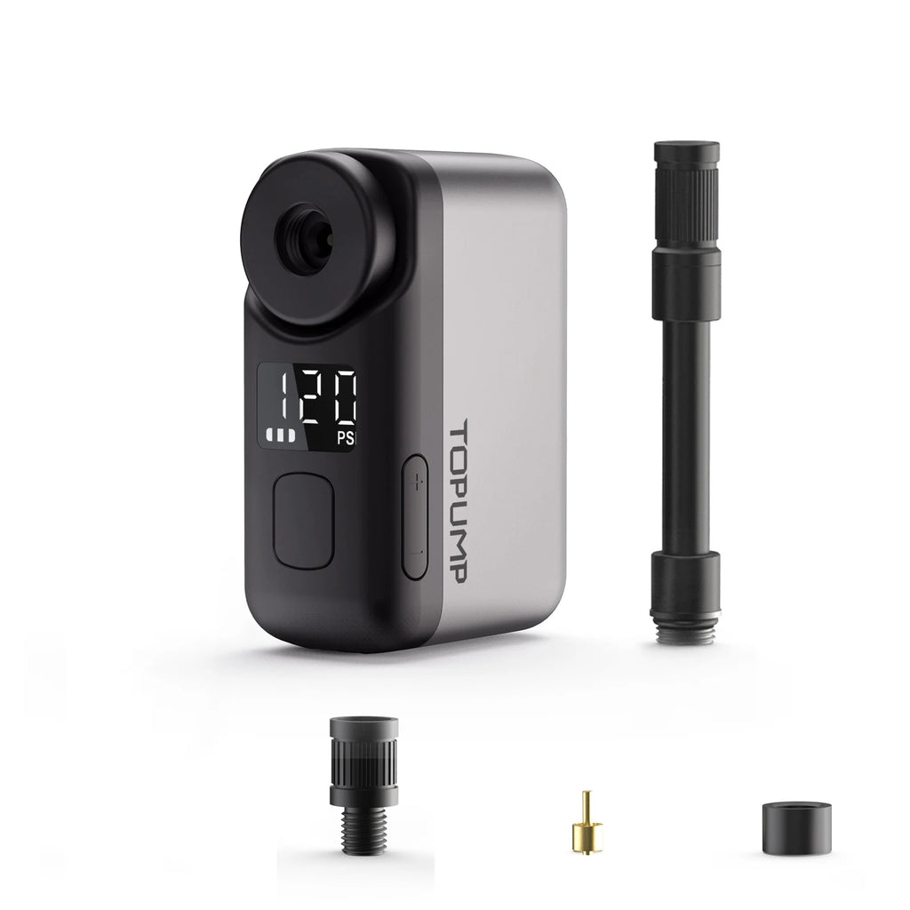 TOPUMP TB2 PRO Mini Portable Electric Pump for Bike Cordless Tire Inflator 120PSI Max 450mAh Battery with Screen Fast Charging