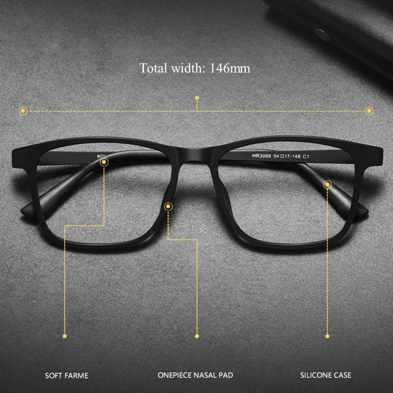 Ultra Light Fashion Men'S Glasses Frames Square Comfortable Pure Titanium Optical Prescription Big Eyeglasses HR3068