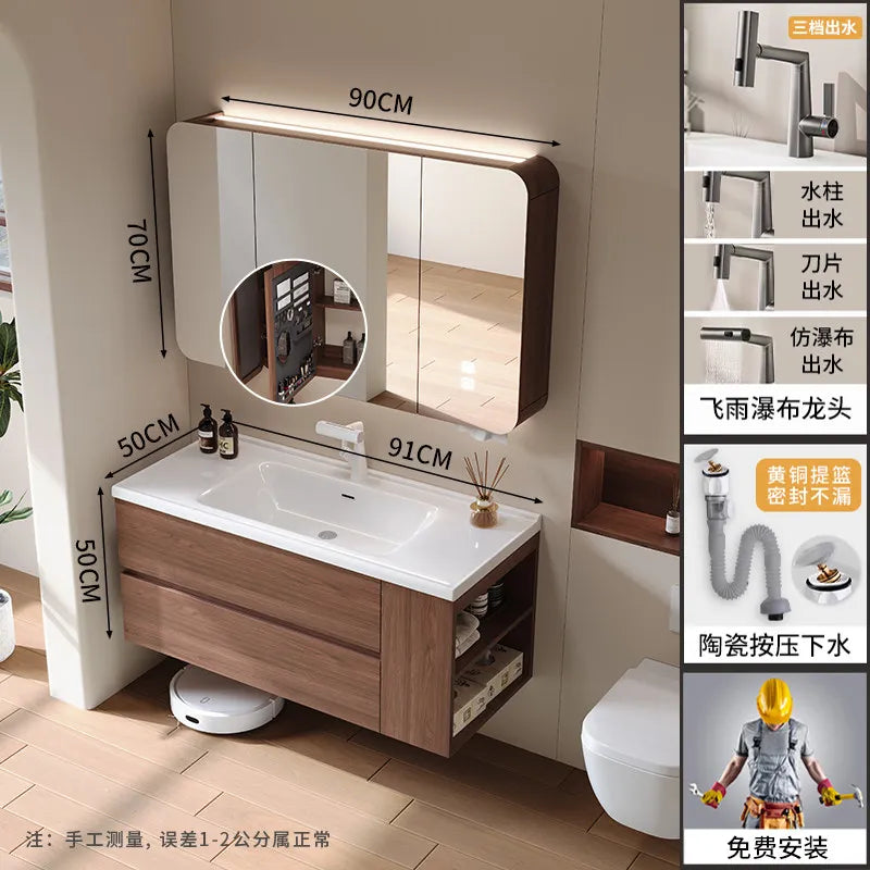 Modern Drawers Bathroom Cabinet Organizer Storage Perfume Mirror Luxury Paper Cupboard Toilet Cupboard Gabinete Home Furniture