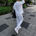 Summer New Casual Knitwear Set for Men, Loose Short Sleeve T-Shirt and Long Pants, Men's Knitted Outfit