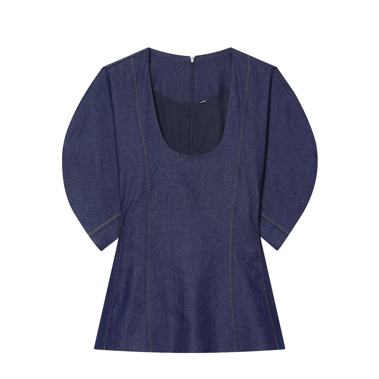 Bubble sleeve denim shirt+denim suit