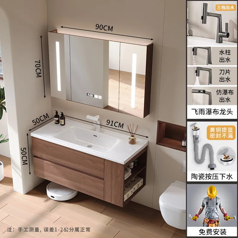 Modern Drawers Bathroom Cabinet Organizer Storage Perfume Mirror Luxury Paper Cupboard Toilet Cupboard Gabinete Home Furniture