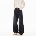Streetwear Lightning Pattern Washed Denim Pants