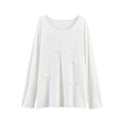 Style Elegant Knit Sweater with Beaded Flower Design