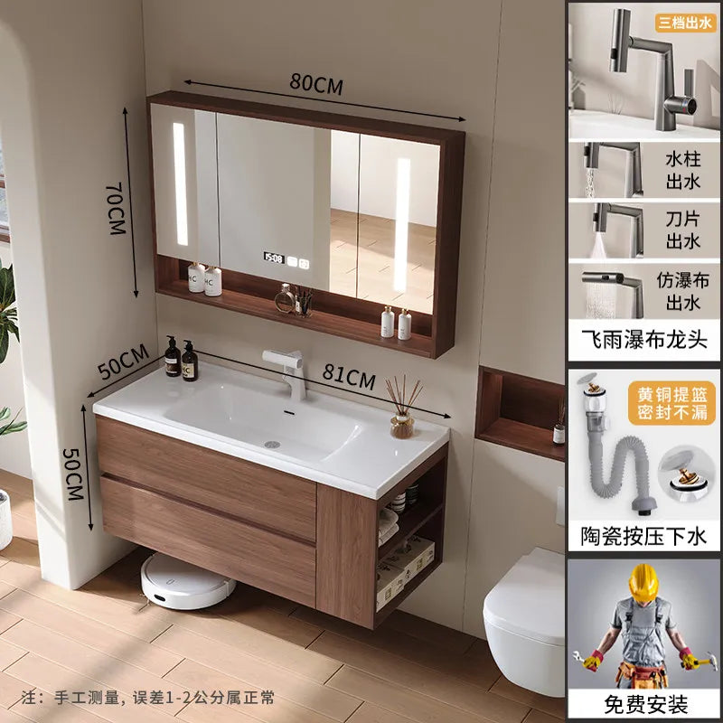 Modern Drawers Bathroom Cabinet Organizer Storage Perfume Mirror Luxury Paper Cupboard Toilet Cupboard Gabinete Home Furniture